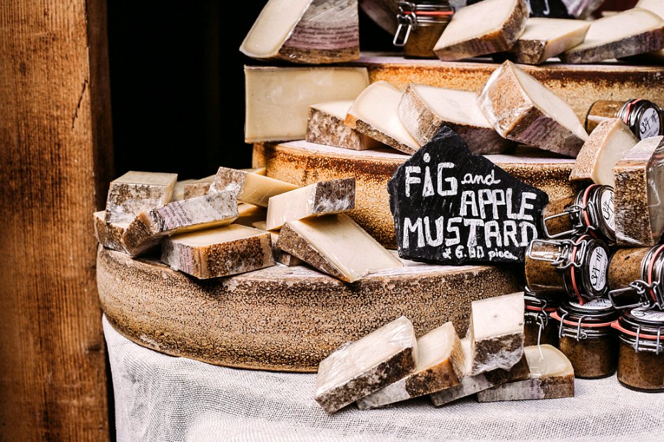 Photo Of Sliced Cheese And Apple Mustards