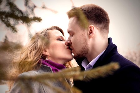 Man And Woman Kissing photo
