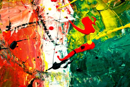Green White And Red Abstract Painting photo