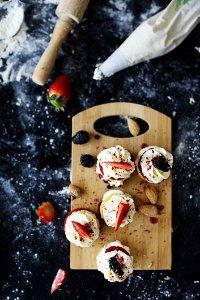 Closeup Photo Of Cupcakes On Chopping Board