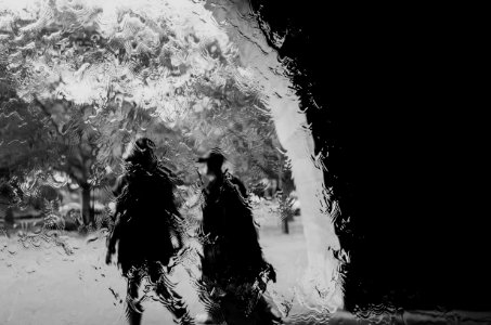 Grayscale Photography Of Two Persons Walking Towards The Trees