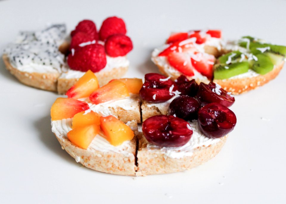 Three Biscuits With Fruit Toppings