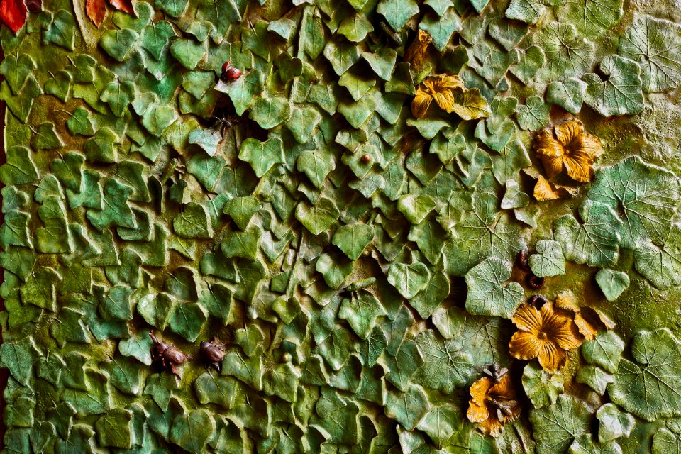 Green Leaves Concrete Wall