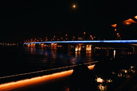 Architectural Photography Of Bridge During Nighttime photo