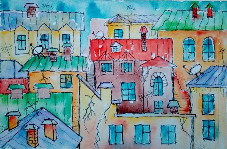 Painting Art Watercolor Paint House