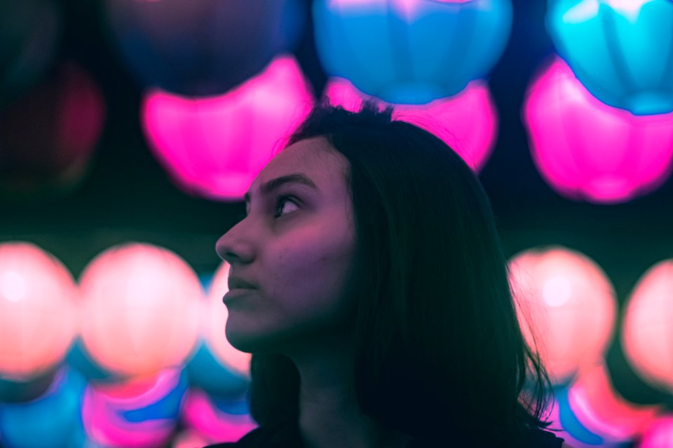 Woman In Portrait Photo With Bokeh Effect Background