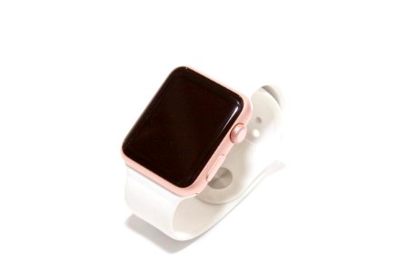 Rose Gold Aluminum Case Apple Watch With White Sports Band