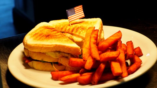French Fries And Sandwich On White Plate photo