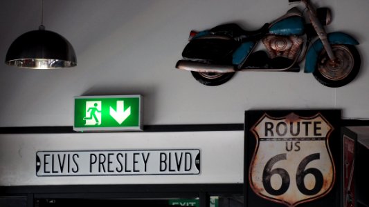 Blue And Black Motorcycle Wall Decoration