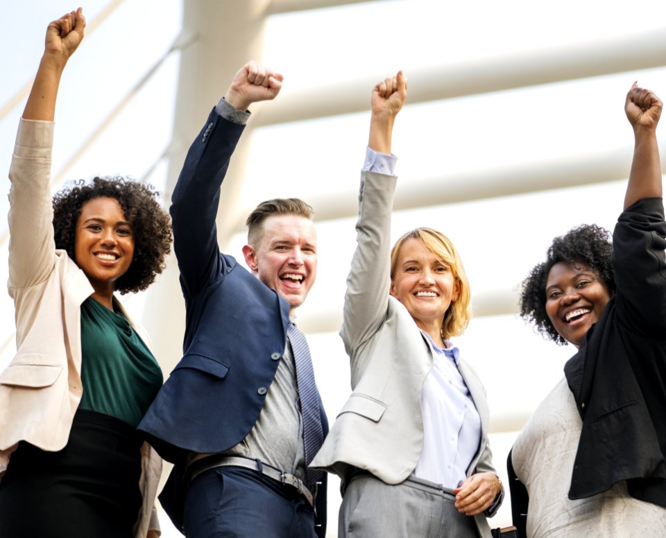 Group Of People Raising Right Hand