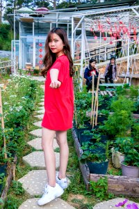 Woman Wearing Red Dress