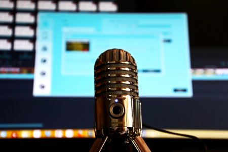 Selective Focus Photography Of Gray Stainless Steel Condenser Microphone photo