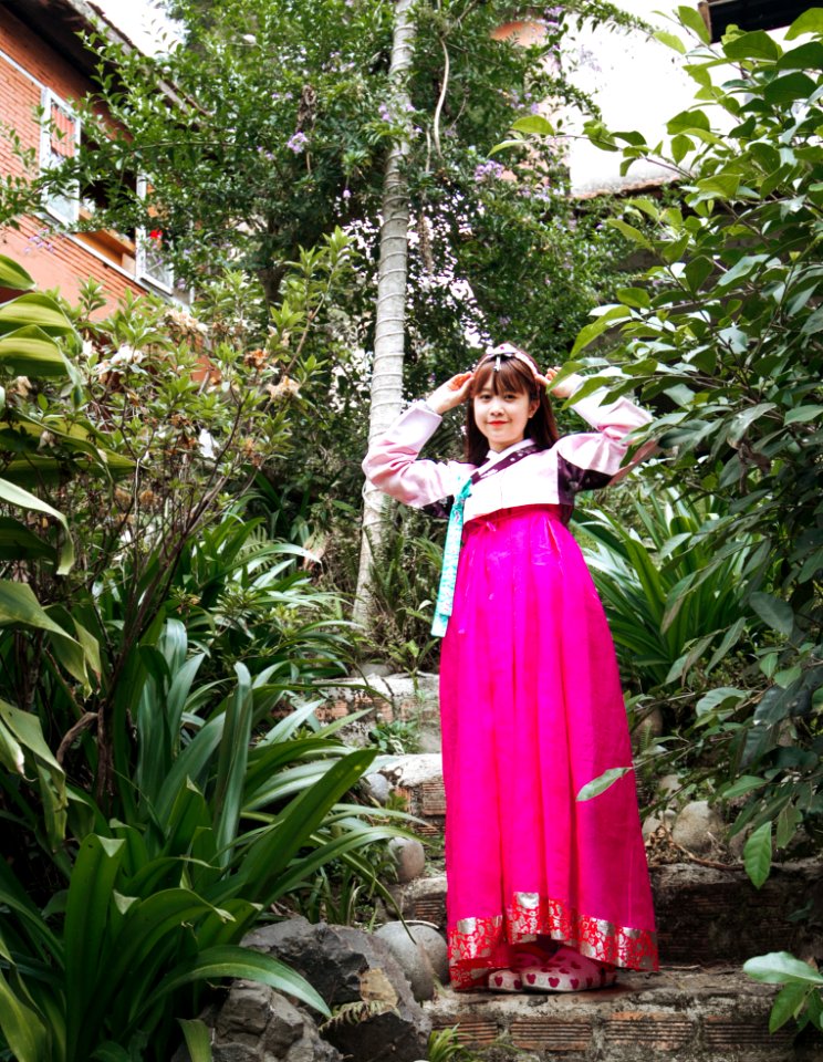 Woman Wearing Pink Long-sleeved Dress