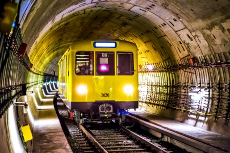 Yellow And Black Train Under Tunnel