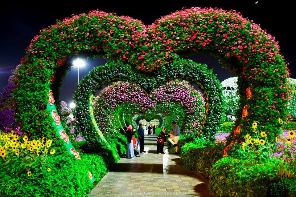 Heart-shaped Pink And Purple Flower Garden