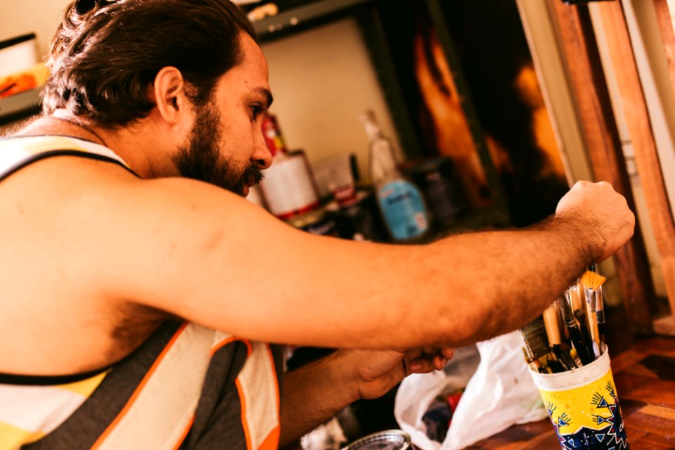 Man Wearing White And Black Tank Top