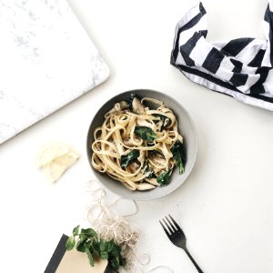 Carbonara In Gray Bowl