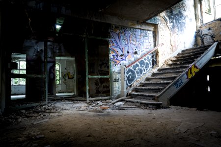 Graffiti Painted On Wall In Abandoned Building photo