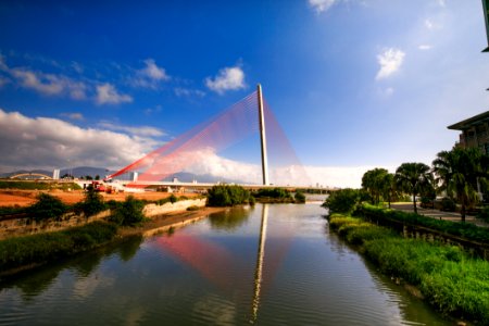 Waterway Bridge Reflection Sky