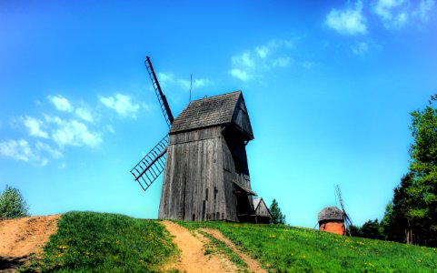 Windmill Sky Mill Grassland photo