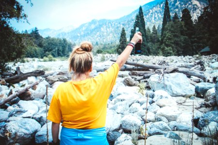 Woman In Yellow Shirt Holding Cola Bottle