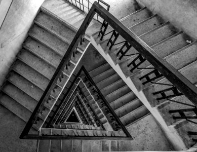 Multi-floor Stairs Grayscale Photo photo
