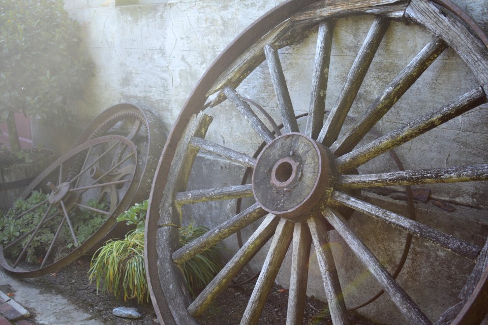 Gray Multi-spoke Wheel Leaning On Wall