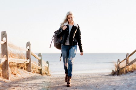 Woman In Black Full-zip Jacket photo