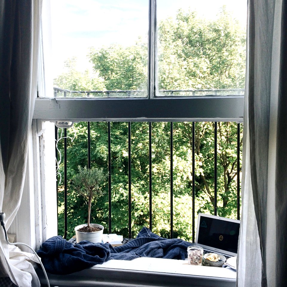 Open White Wooden Framed Clear Glass Window