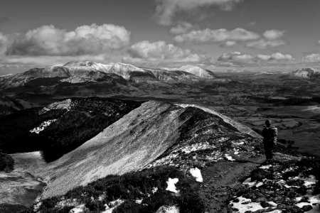 Black And White, Mountainous Landforms, Mountain, Sky photo