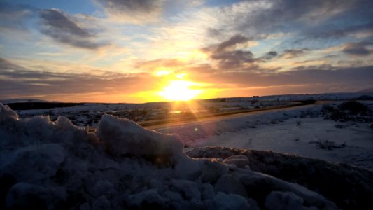 Sky, Snow, Sunrise, Horizon photo