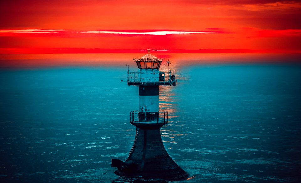 Sea, Tower, Beacon, Calm