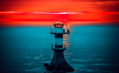Sea, Tower, Beacon, Calm