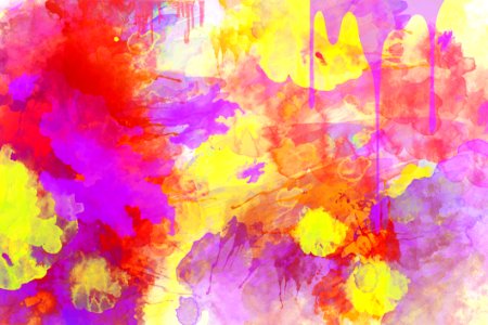 Yellow, Pink, Watercolor Paint, Art