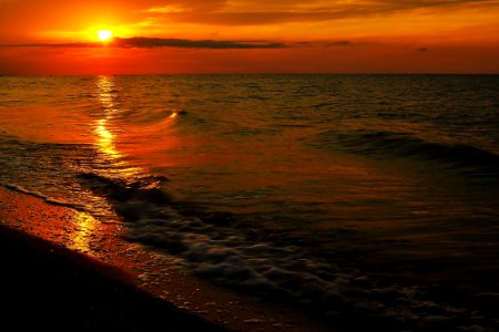 Horizon, Shore, Sunrise, Sea photo