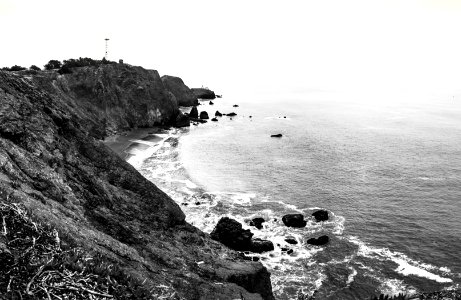 Sea, Coast, Black And White, Shore photo