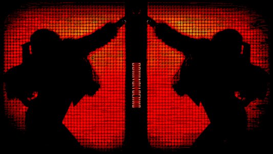 Red, Black, Text, Silhouette