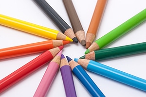 Color circle writing or drawing device colorful