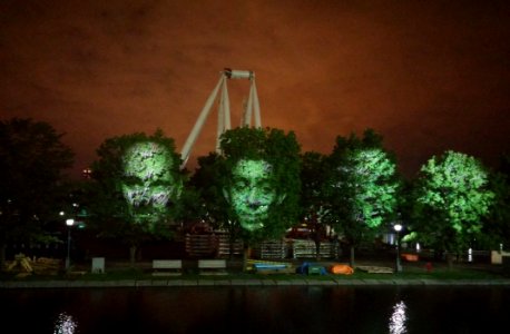 Green, Night, Landmark, Reflection