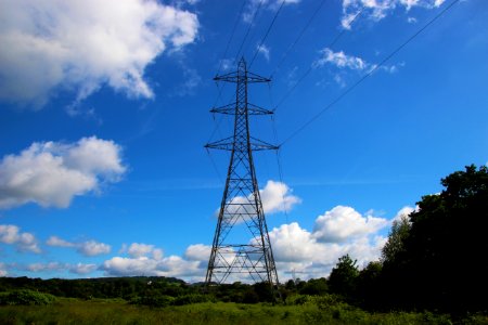 Sky, Transmission Tower, Electricity, Overhead Power Line photo