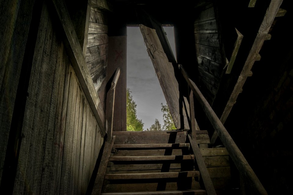 Structure, Stairs, Darkness, Wood
