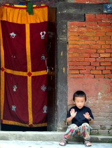 Standing, Temple, Wood, Girl