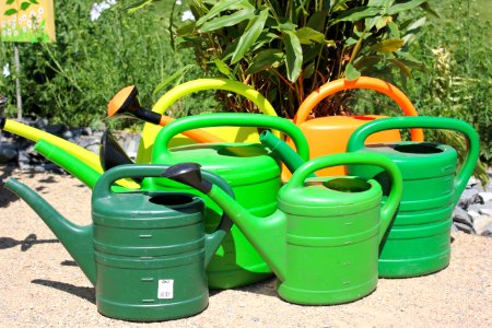Watering Can, Flowerpot, Grass, Plastic photo