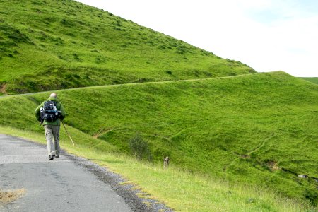 Path Grassland Hill Mountainous Landforms photo