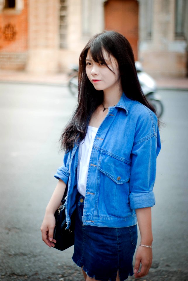 Blue Denim Jeans Fashion Model