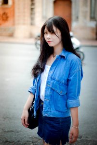 Blue Denim Jeans Fashion Model photo