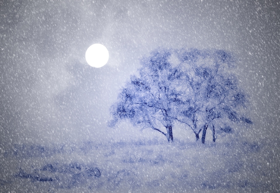 Moon snowfall snow flurry