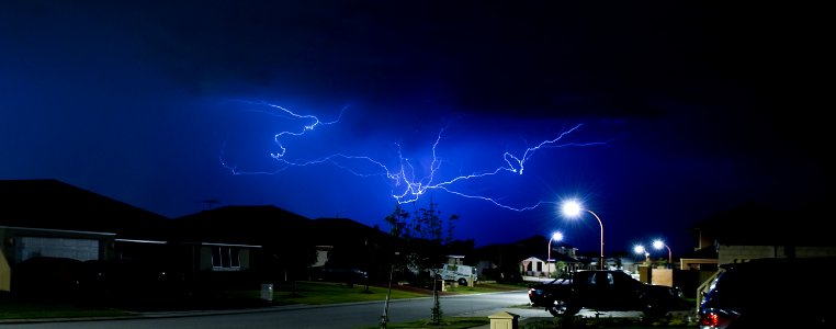 Sky Lightning Thunder Night photo