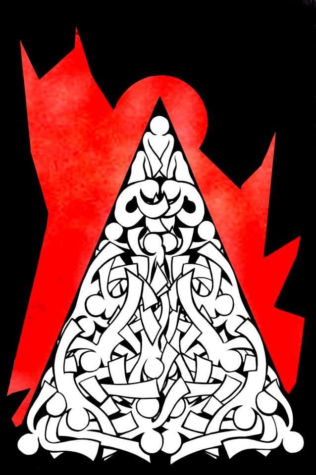 Red Art Black And White Leaf