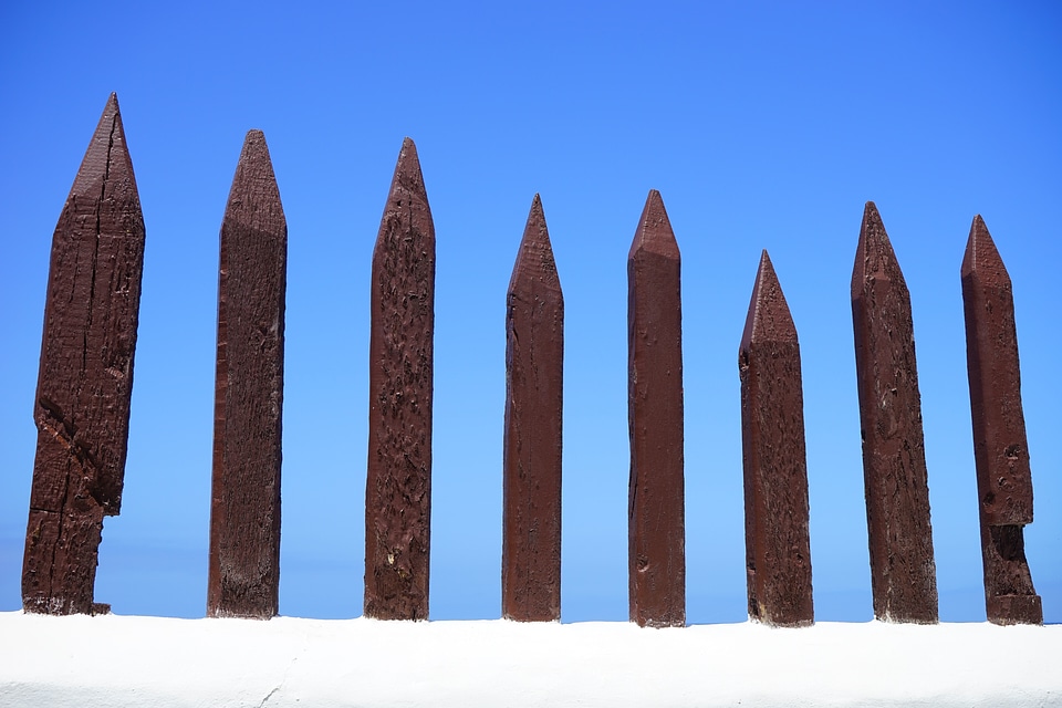 Demarcation wood pole fence